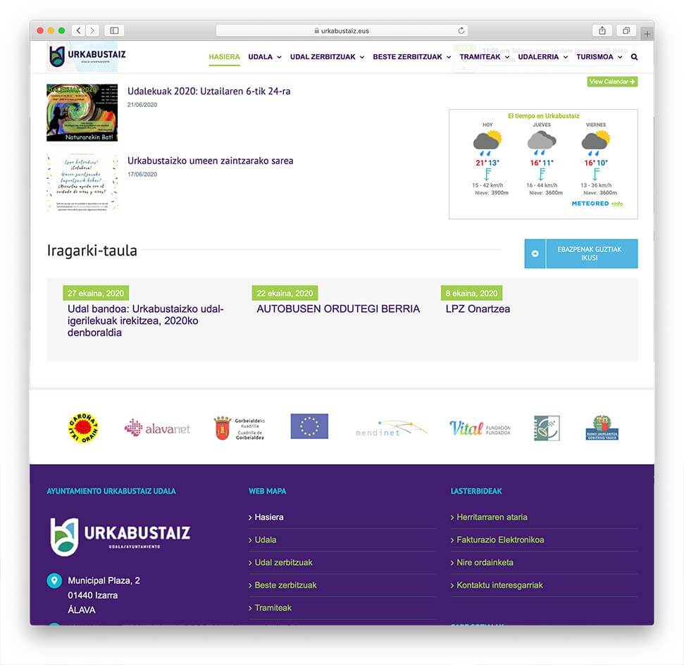 Diseño web Ayuntamiento de Urkabustaiz-Inicio